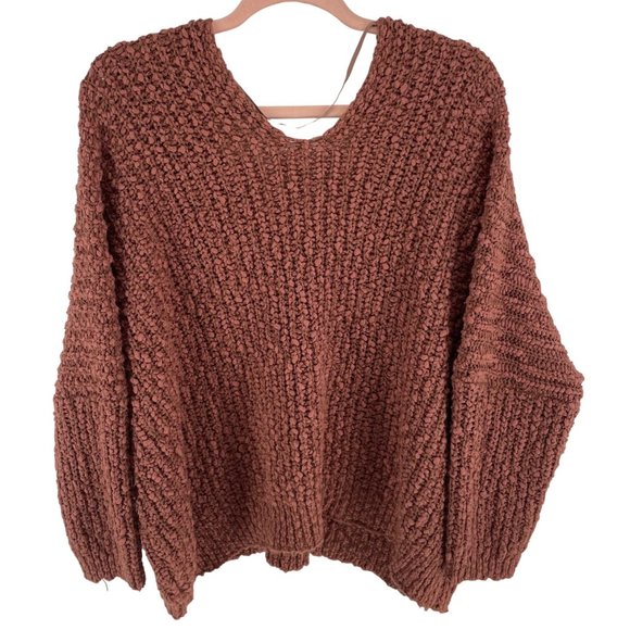 Wishlist Sweaters - Wishlist Women's Medium/Large Mauve V-Neck Over-Sized Sweater